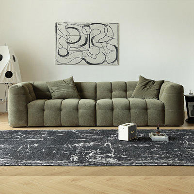 108.66" Green Velvet Modular Sofa cushion couch