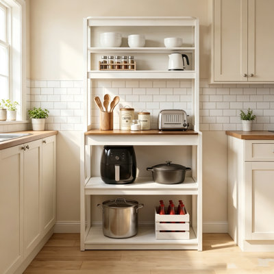 Étagère à pâtisserie à 5 niveaux avec étagères de rangement pour cuisine, coin café, support pour micro-ondes et couleur marron rustique