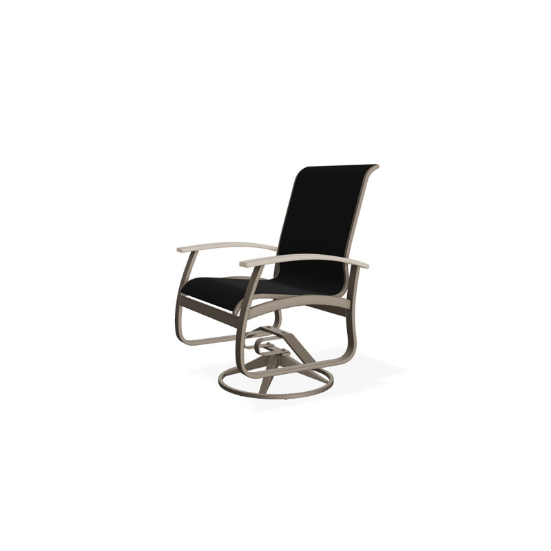Belle Isle Outdoor Dining Armchair, Desert P60, Textured Beachwood, Black 5D Sunbrella®