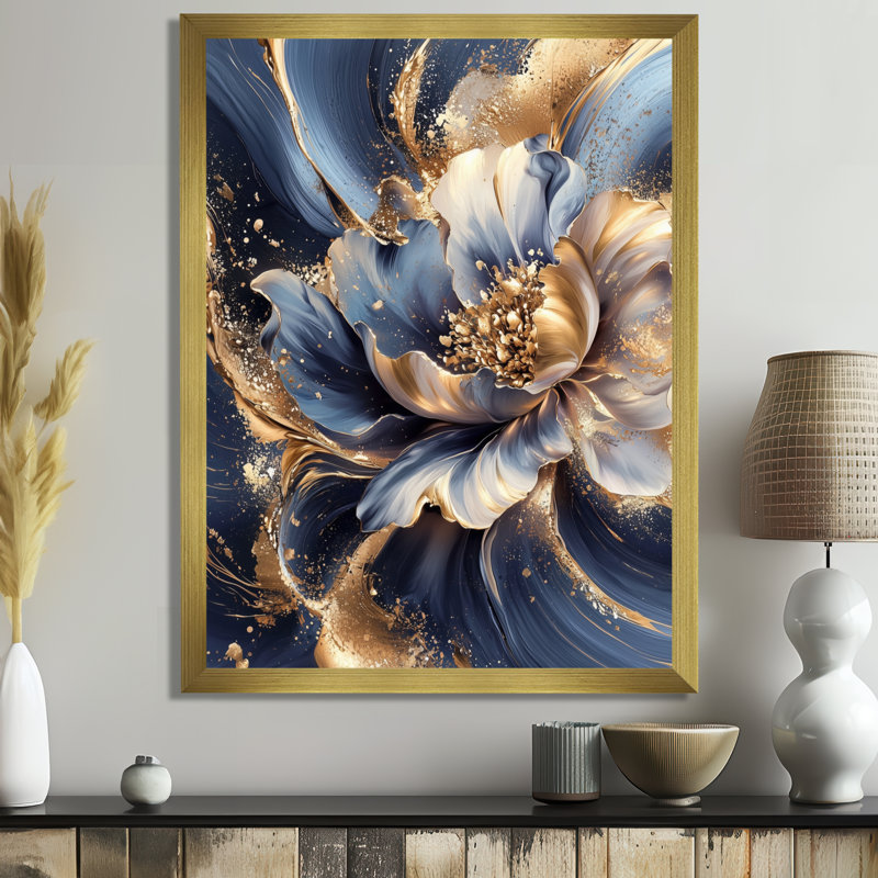 Sistrunk - Abstract Canvas Wall Art, H 32 po x l 24 po, Reproduction encadrée d'une seule photo, Doré