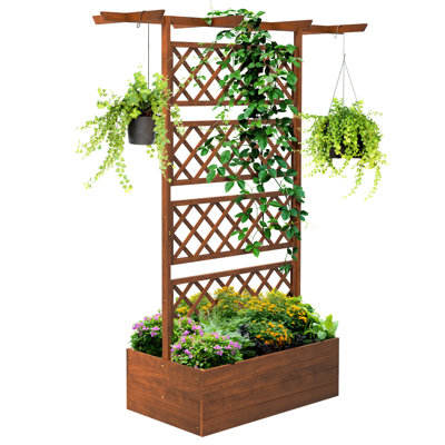 Raised Garden Bed With Special Soil - Trellis Planter For Climbing Plants, Vines, Veggies, Flowers Open Bottom Box