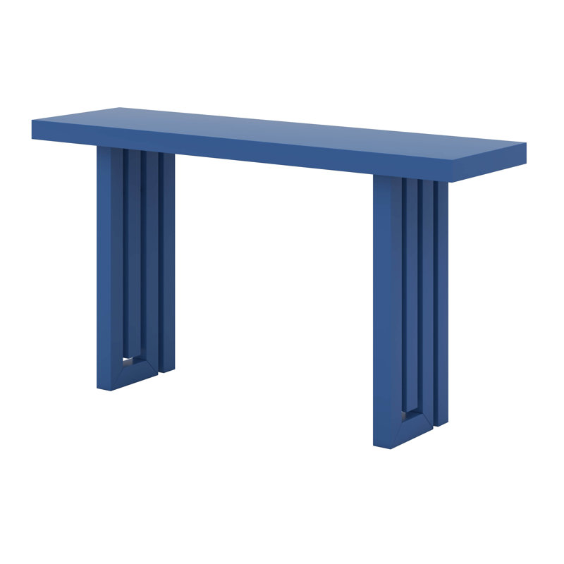 Eryndor Modern Veneer Console Table with Sculpted Side Detailing and Spacious Top Surface, Navy Blue