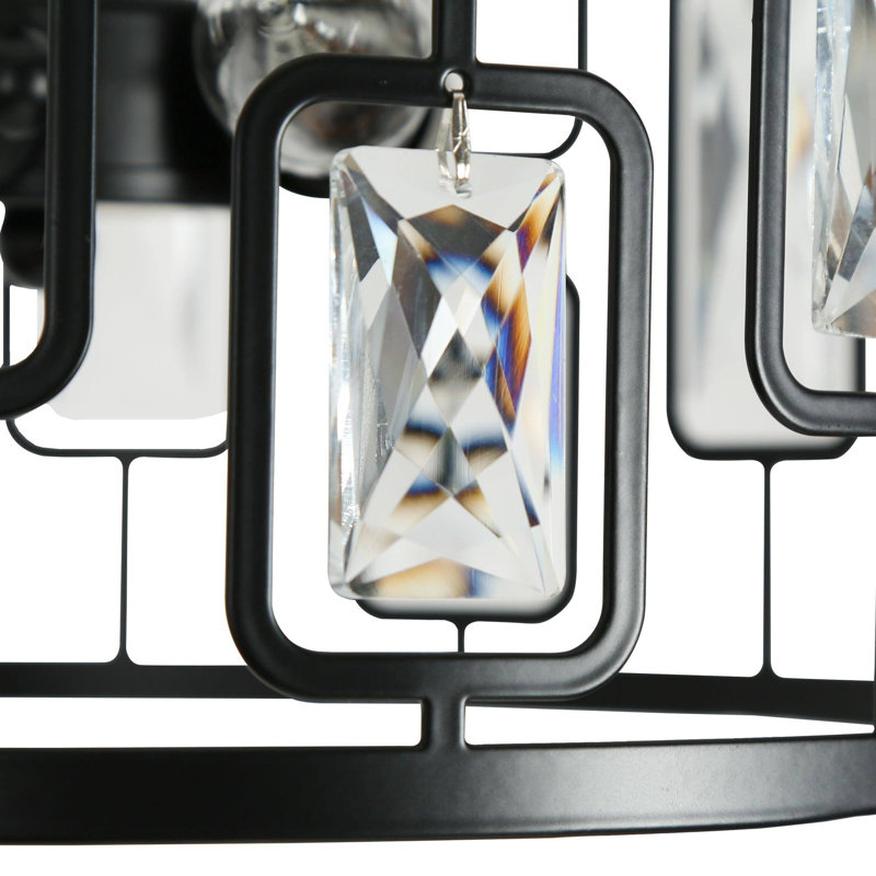 Plafonnier semi-encastré cylindrique en cristal à 3 lumières de 13 po Baconton