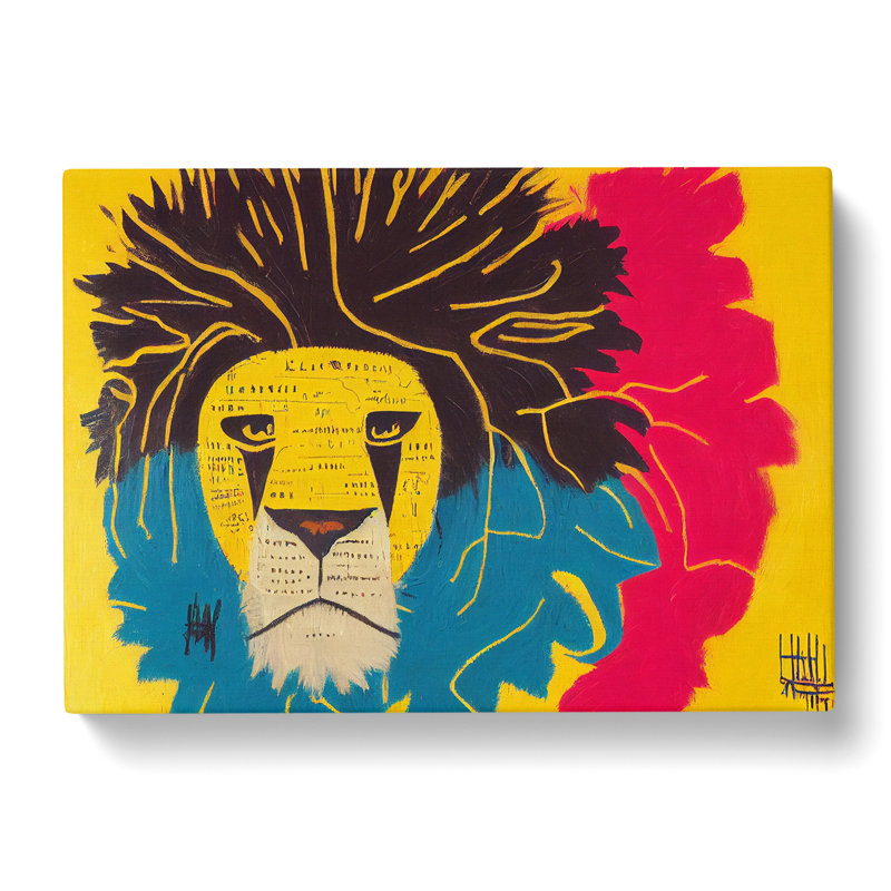 Lion Modern Art Abstract - Wrapped Canvas, 35cm H x 50cm W x 3cm D