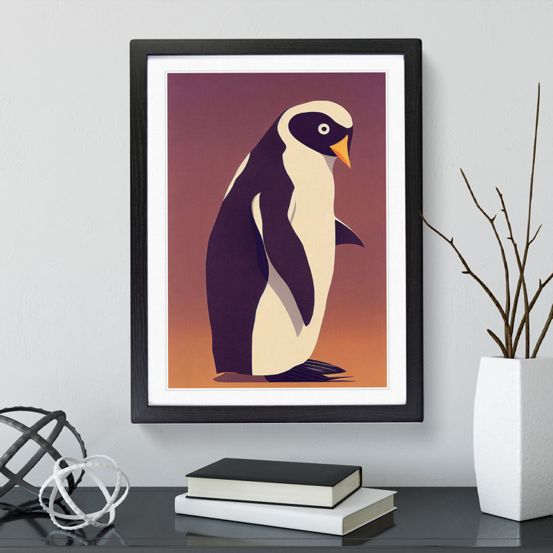 Profile Of A Penguin No.1 - Single Picture Frame Print, 46cm H x 34cm W x 2cm D, Black Framed