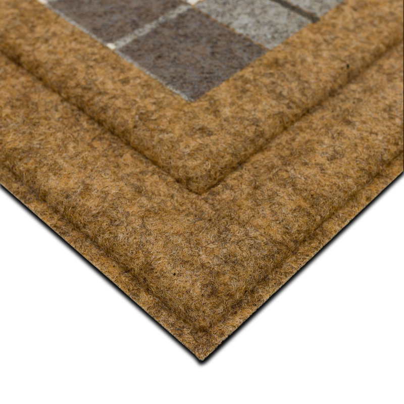 Plaid Grace Grey Geometric Weather Resistant Non-Slip Outdoor Door Mat