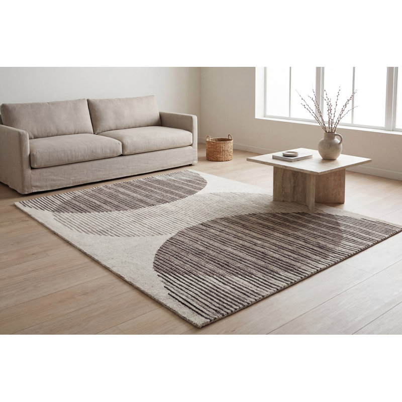 Hand Tufted Abstract Indoor Rug, Rectangle 5' x 8'
