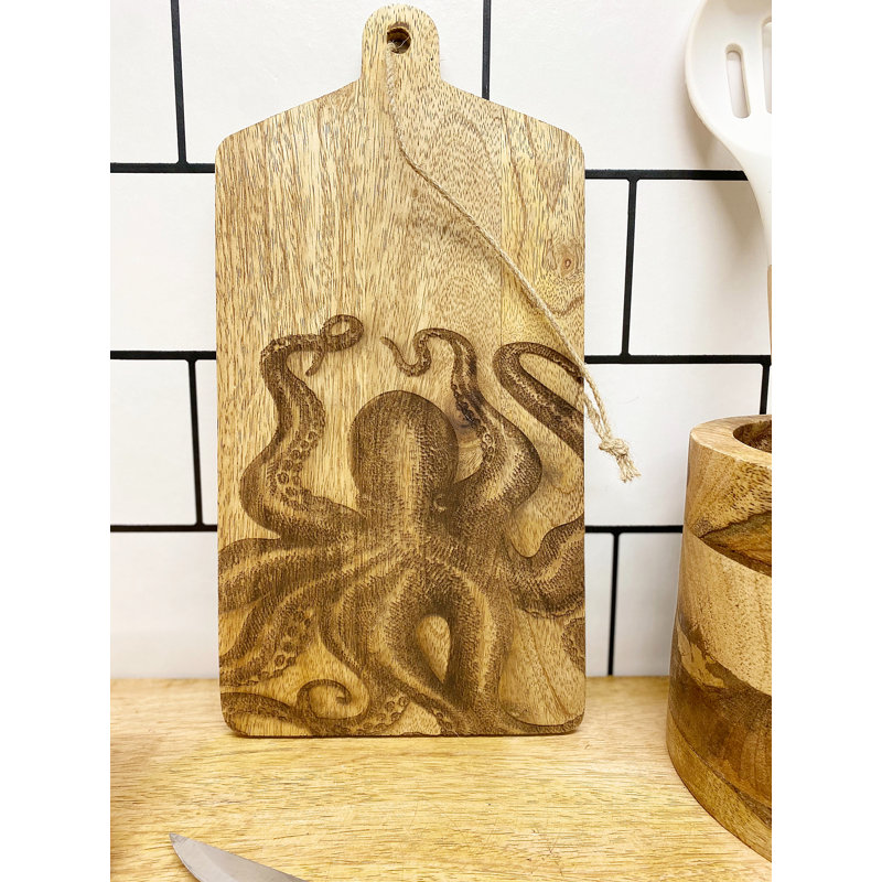 Octopus Engraved Wooden Cheese Board
