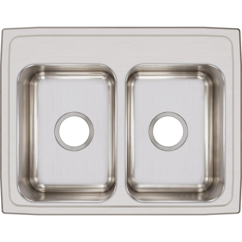 Lustertone 25" L x 19.5" W Double Basin Drop-In Kitchen Sink, 0 hole