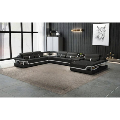 Asantae - Genuine Leather Modular Corner Sectional by Wade Logan