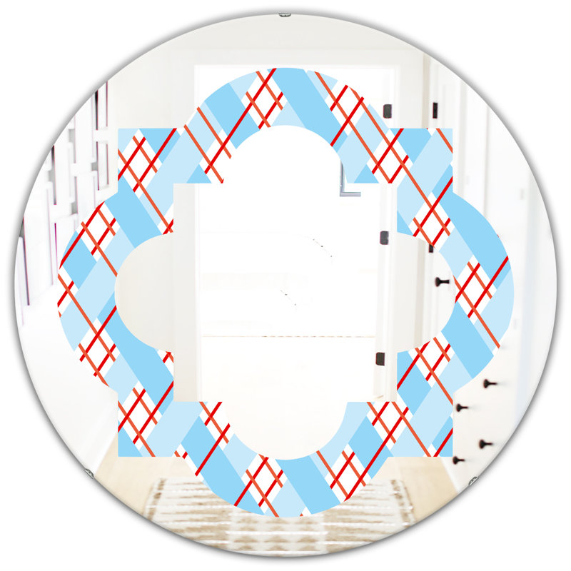 Miroir mural quadrillé éclectique sans cadre, H 31,5 po x l po