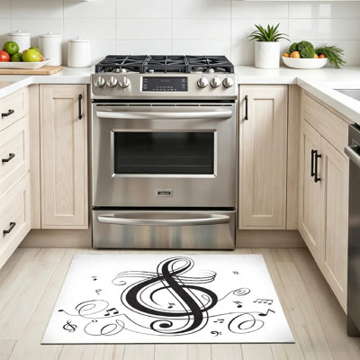Clear Machine Washable,Abstract Funky Musical Music Black White Volume Sign Art Artistic Indoor Area Rug