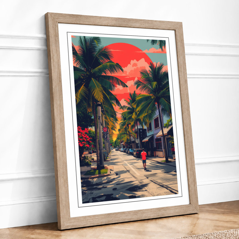 Sunset Boulevard Art Deco - Framed Print, Oak, A3 - 42.0 x 29.7 cm