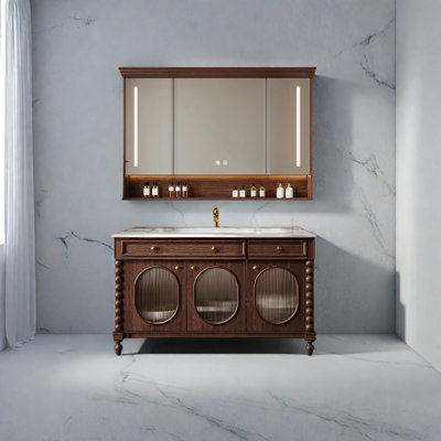 French retro-style luxury stone bathroom cabinet