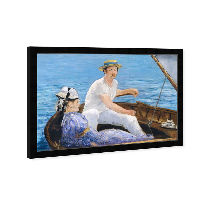 Manet - Boating - impression encadrée, H 20 po x l 30 po x P 0,5 po, Noir
