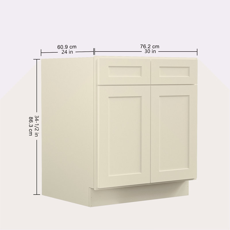 Armoire de base de lavabo avec tablette 30 po x l 24 po x P 24 po x H 34,5 po Shaker Dove, Blanc