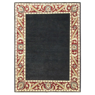 Daugherty Hand Knotted 8x10 Black Rug