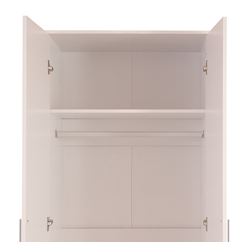 Brylene 2 Door Wardrobe, White Oak/White High Gloss