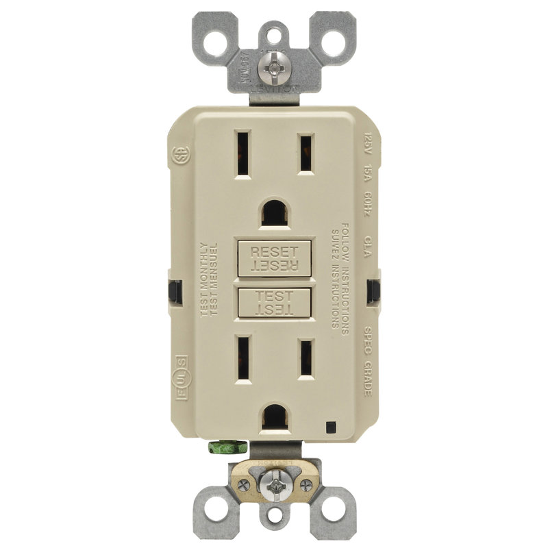Leviton SmartlockPro 15 Amp 125 Volt Duplex GFCI Outlet 5-15R 3 Pack, Ivory