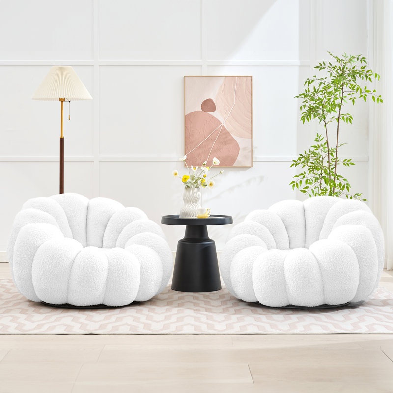 Chaise pivotante rembourrée Cheridyn (ensemble de 2), Blanc