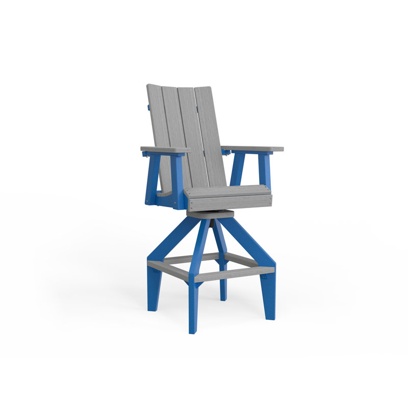 SOL Outdoor Bar Stool, Pacific Blue, White
