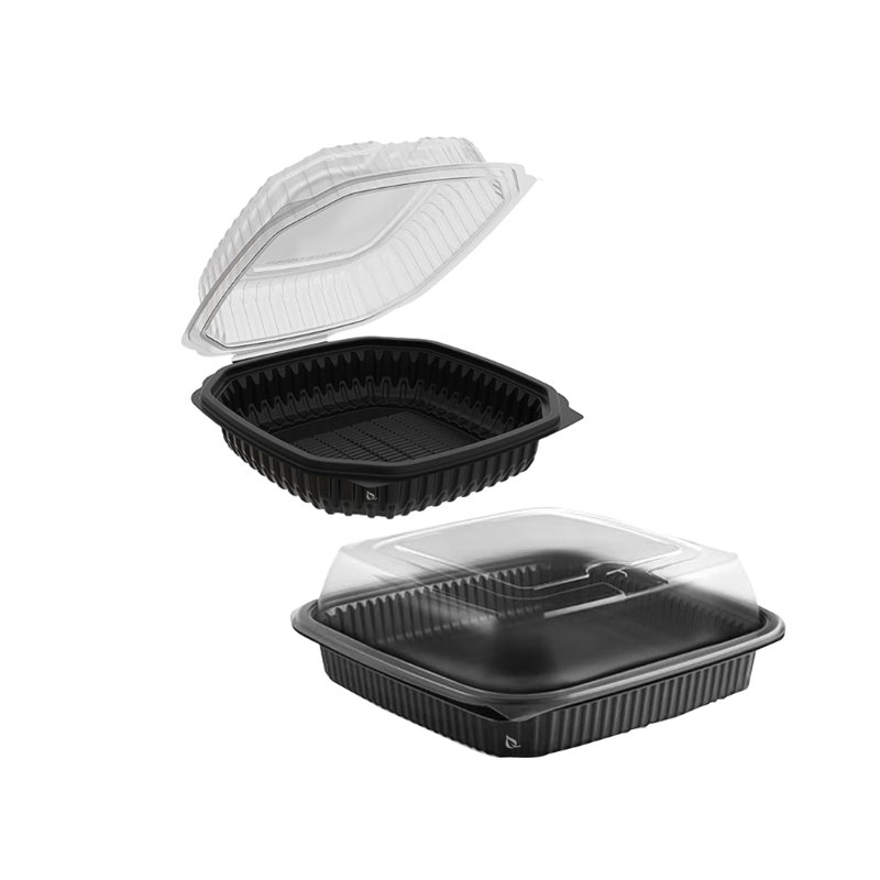  Contenant alimentaire carré en plastique 36 oz 36 oz avec couvercle en dôme transparent jetable pour emporter, restaurants, préparation de repas, restauration, livraison (25)