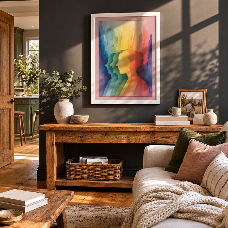 Rainbow Thoughts Within Modern - Framed Print, A3 - 42.0 x 29.7 cm, White