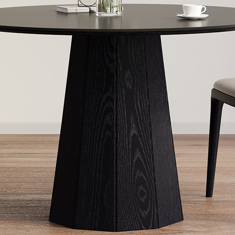Table ronde moderne et minimaliste, H 29,52 po x L 43,3 po x l 43,3 po, Noir