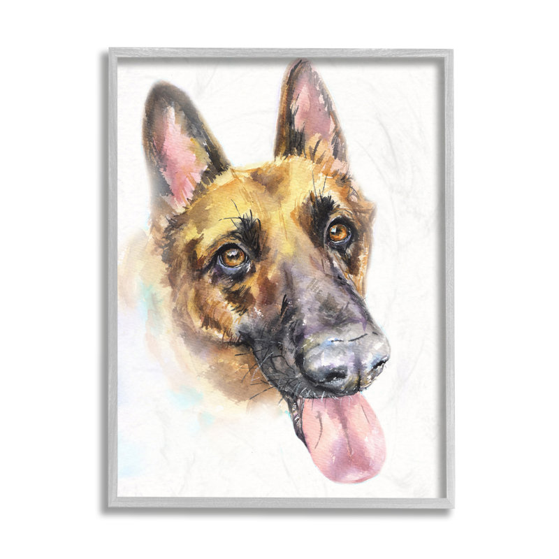 Portrait d'un berger allemand, H 14 po x l 11 po, Estampe numérique Farmhouse