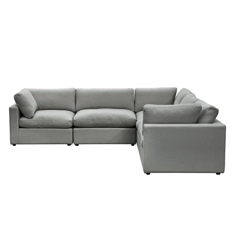 Canapé modulaire en L Shabby Elegance Judith, gris
