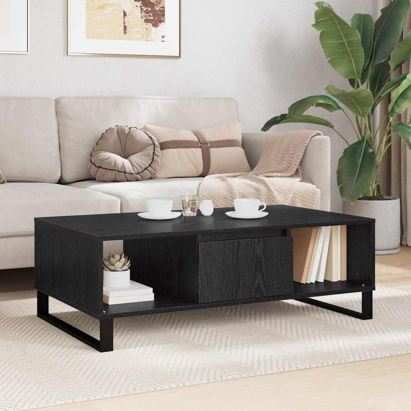 Coffee Table with Storage, Black Oak