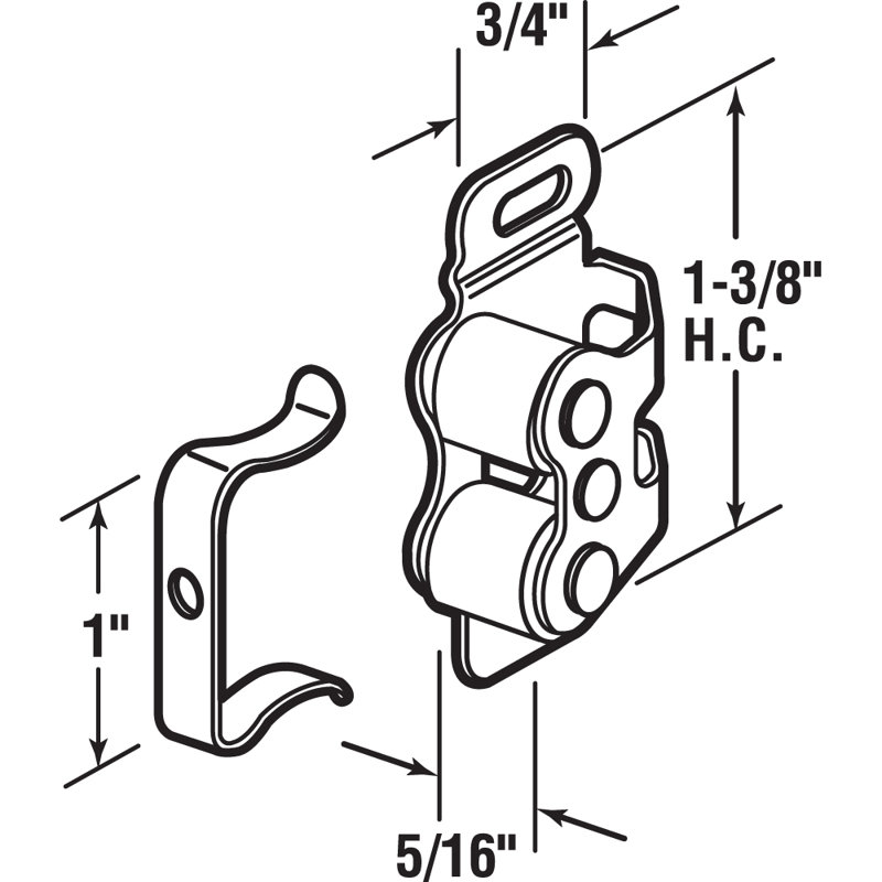 Chrome Steel Double Roller Cabinet Door Catch Set