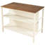 Rustic 45" Kitchen Island With Solid Wood Top - Walnut Tabletop And Cream White Base 2 Open Shelves Dining Table For Compact Spaces