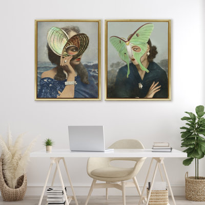Ensemble de cadres flottants 2 pièces Naturalist Women Portraits, design par Victoria Barnes