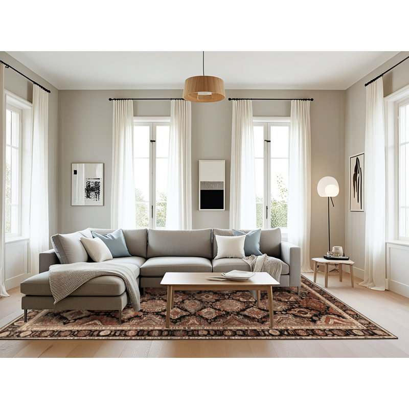 Machine Washable Persian Brown Area Rug, Rectangle 8' x 12'