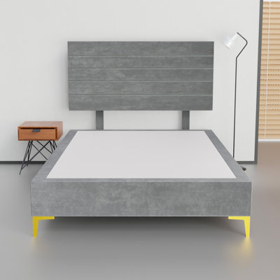 15" Premium Velvet Material Box Spring/Bed Frame With Headboard, Durable & Stylish Golden Metal Legs