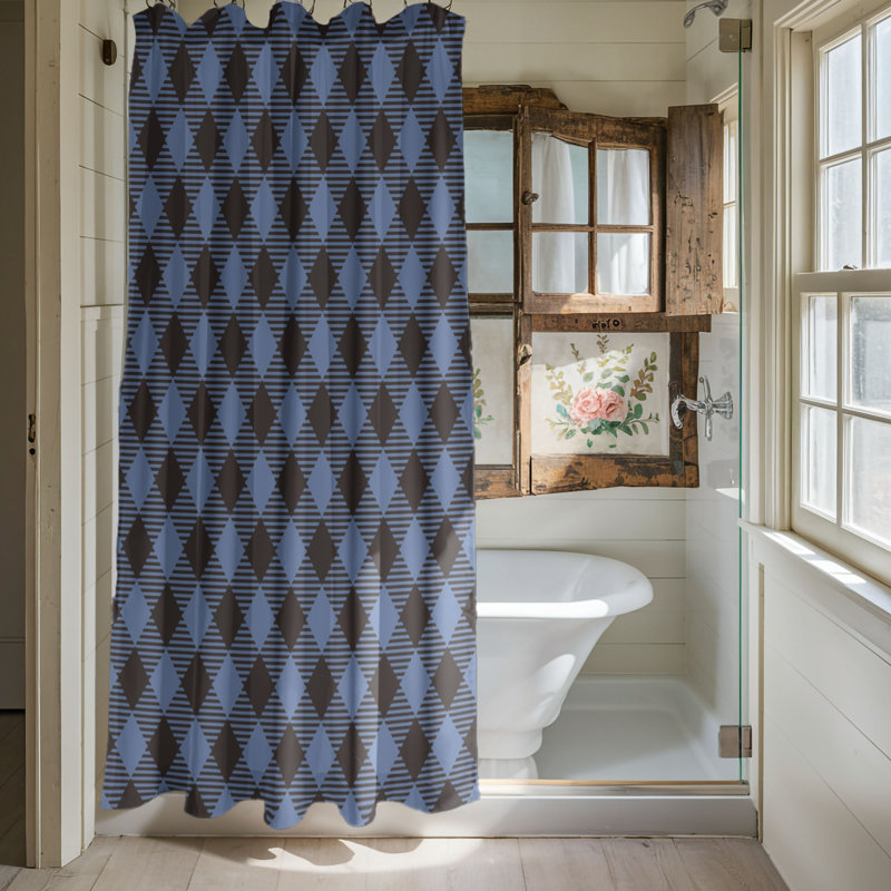 Rideau de douche Plaid Blue - Premium, H 74 po x l 35 po