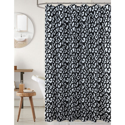 Leopard Peva Waterproof Shower Curtain With Hooks