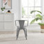 Honora Classic Industrial Metal Dining Chair with Arms - Style Bold Colour Stackable Side Chair-1565309385