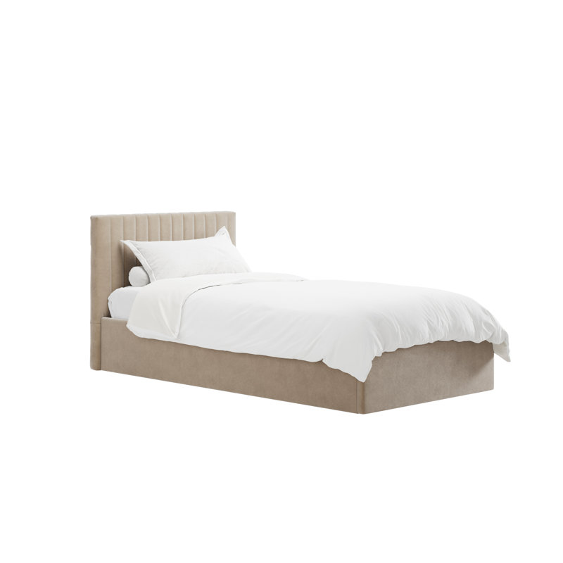 Berlin Upholstered Ottoman Storage Bed, Single (3'), Beige