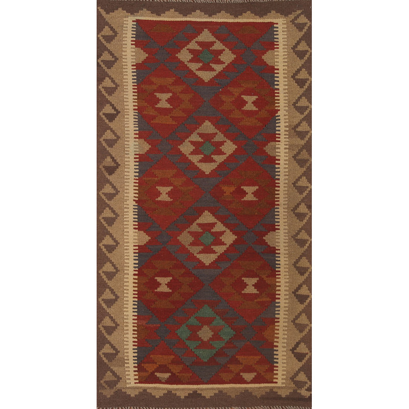 Reversible Wool Kilim Oriental Runner Rug 3x7