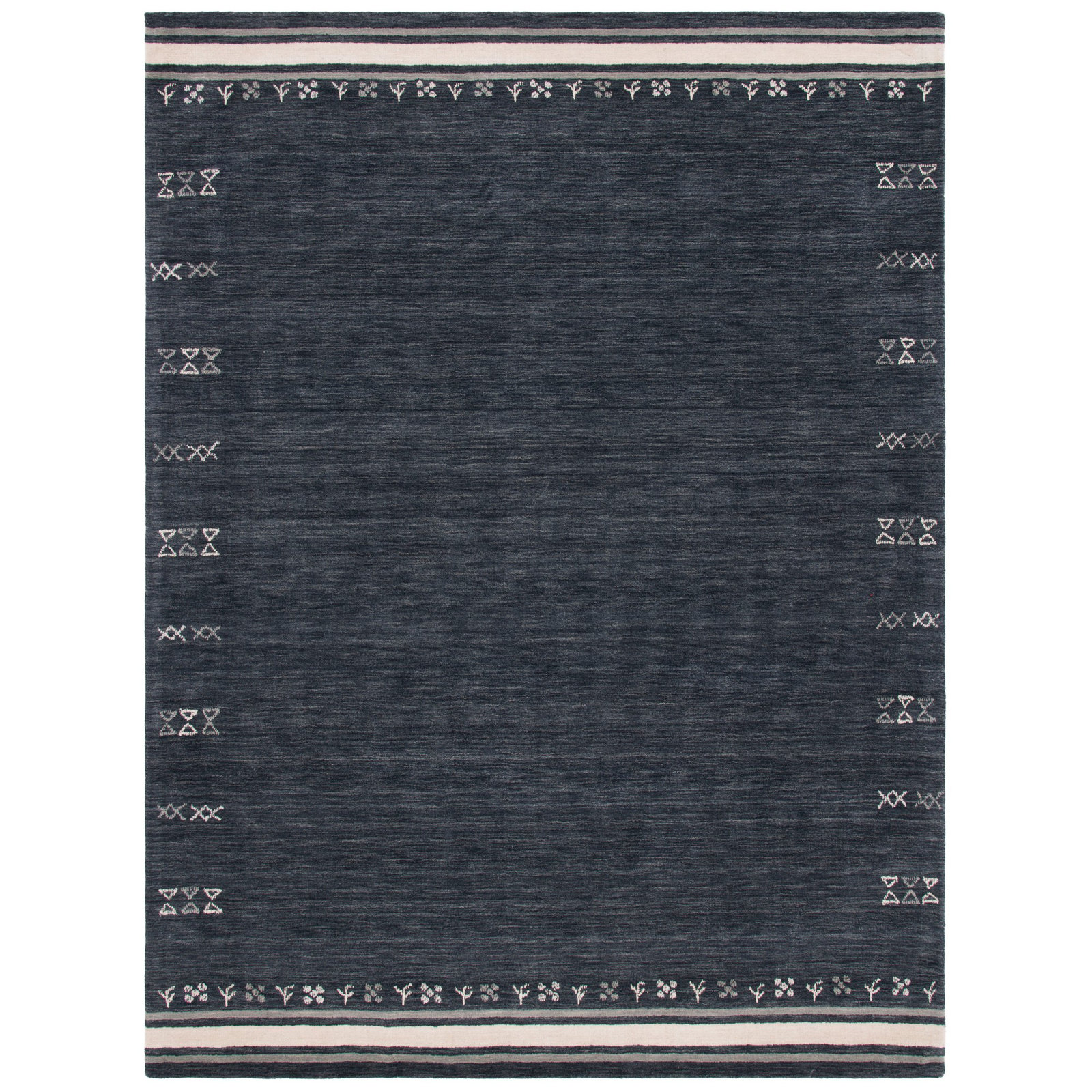 Santiago Charcoal Handmade Wool Geometric Rug, Square 10'