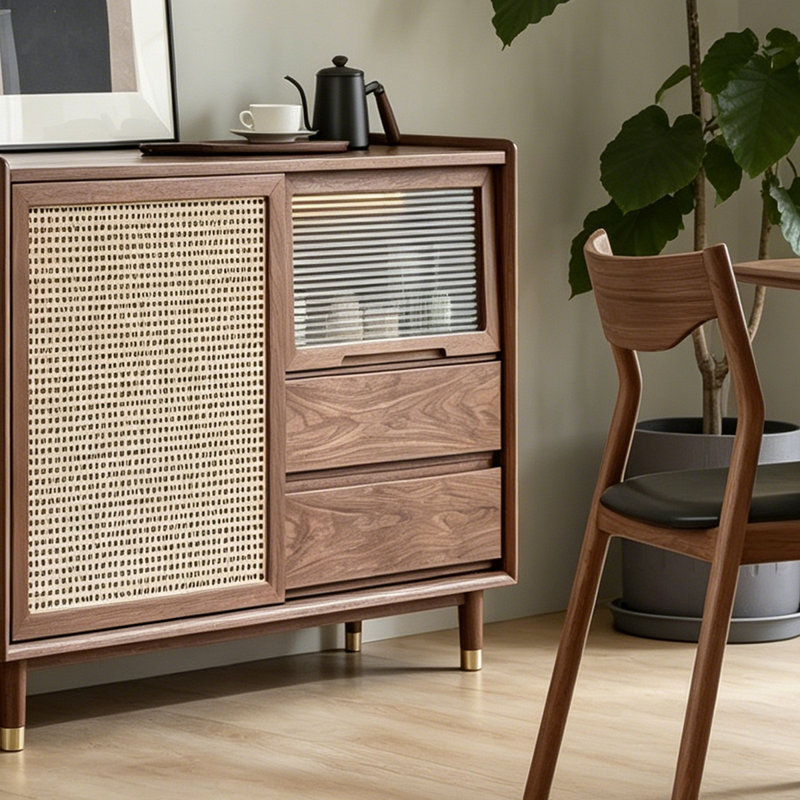 46.46"Brown Walnut Two-Door Sideboard