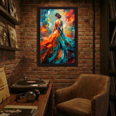 Abstrait coloré abstrait femme en robe fluide