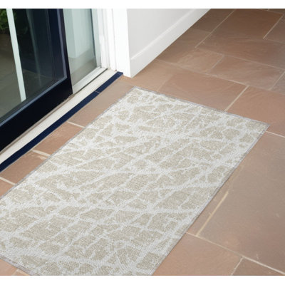 Tapis extérieur lavable antidérapant beige et ivoire 2 pi x 3 pi