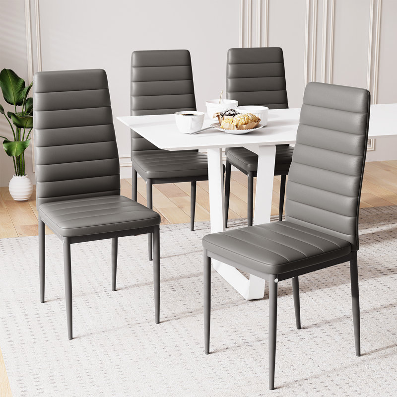 PU Leather Upholstered Dining Chair, Gray