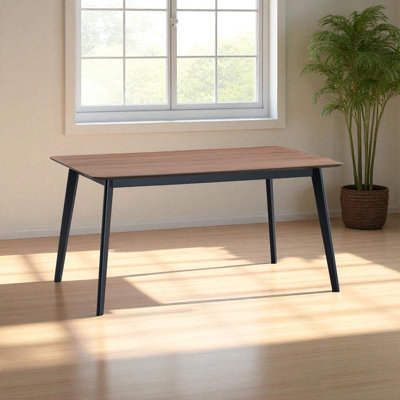 Rebi 59" W Composite Wood Rectangular Dining Table in Walnut & Black Finish, fits for apartment, good for 4 -5 people by George Oliver