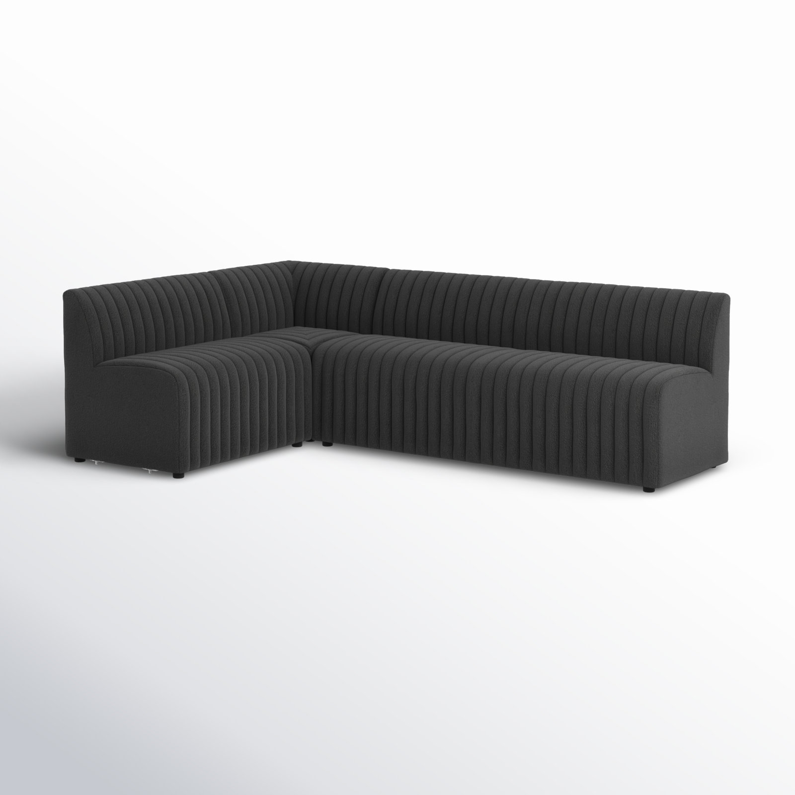 Brandt Modular Upholstered L-Sectional, 31.5" H x 100" W x 66.5" D, Black Polyester