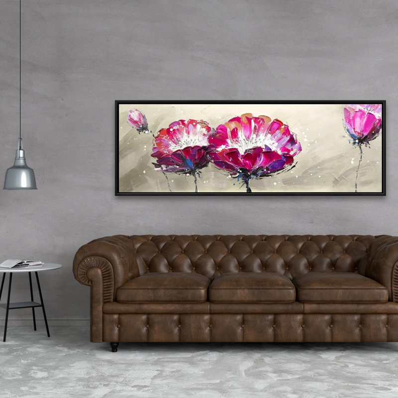 Two Wild Flowers - Gray Livingroom Framed Canvas Decor