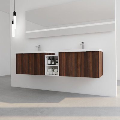 Meuble-lavabo à fermeture en douceur avec lavabo